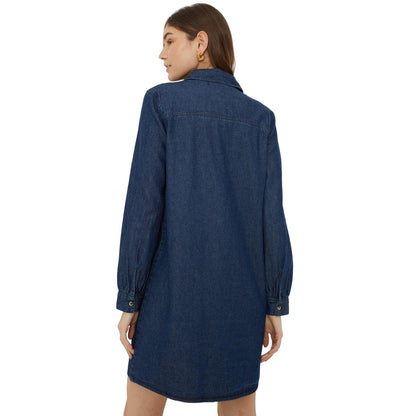 Washed Indigo - Back - Dorothy Perkins Womens-Ladies Denim Oversized Shirt Dress