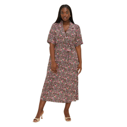 Pink - Front - Dorothy Perkins Womens-Ladies Floral Wrap Plus Shirt Dress