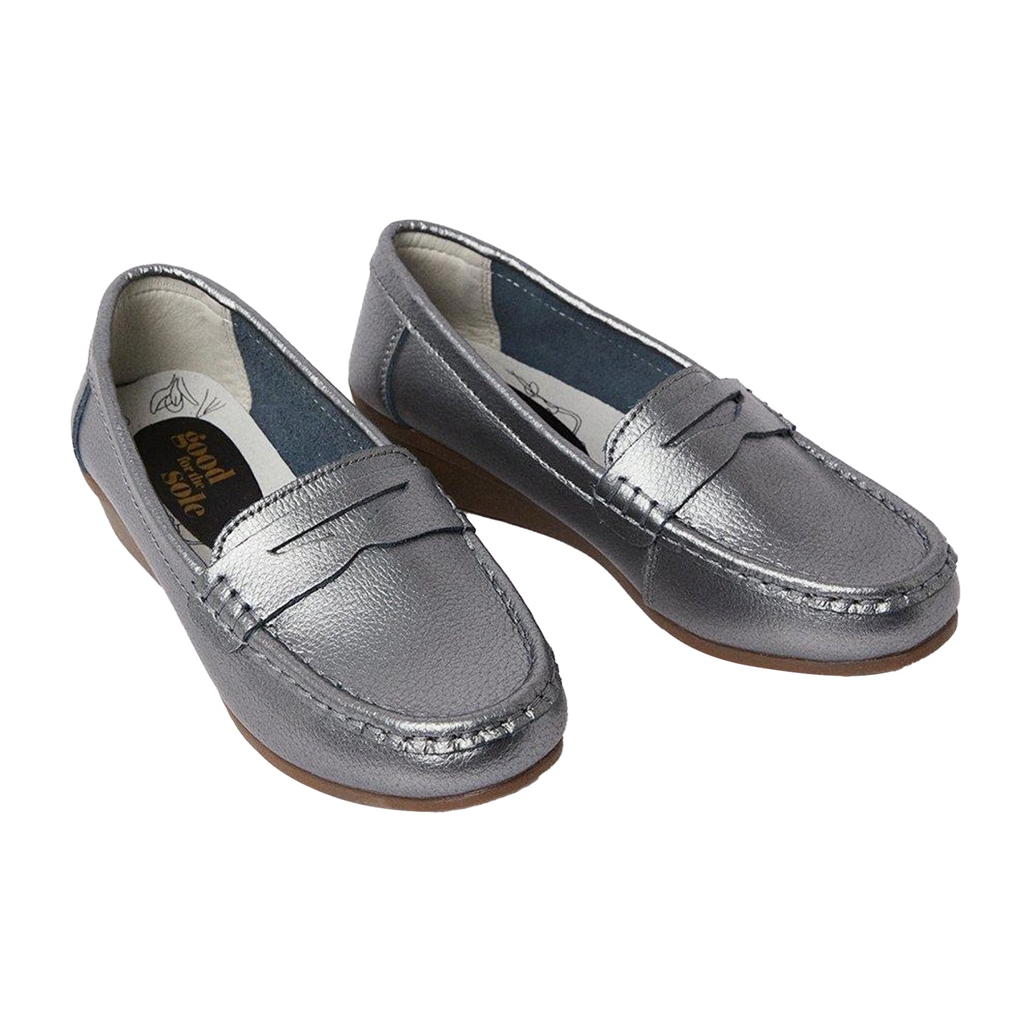 Pewter - Back - Good For The Sole Womens-Ladies Niamh Leather Wide Loafers