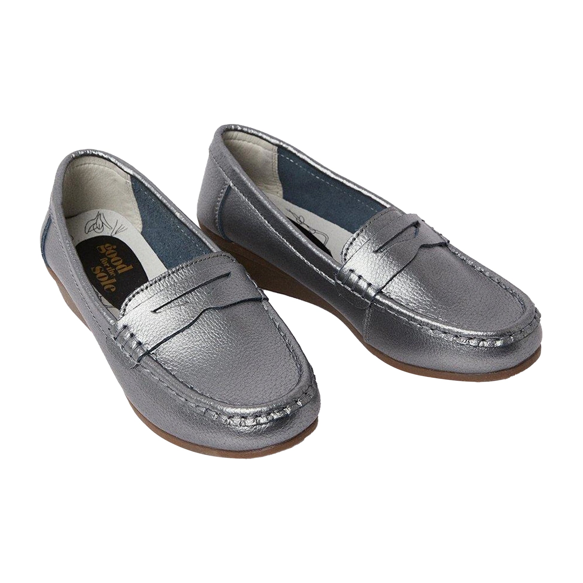 Pewter - Back - Good For The Sole Womens-Ladies Niamh Leather Wide Loafers