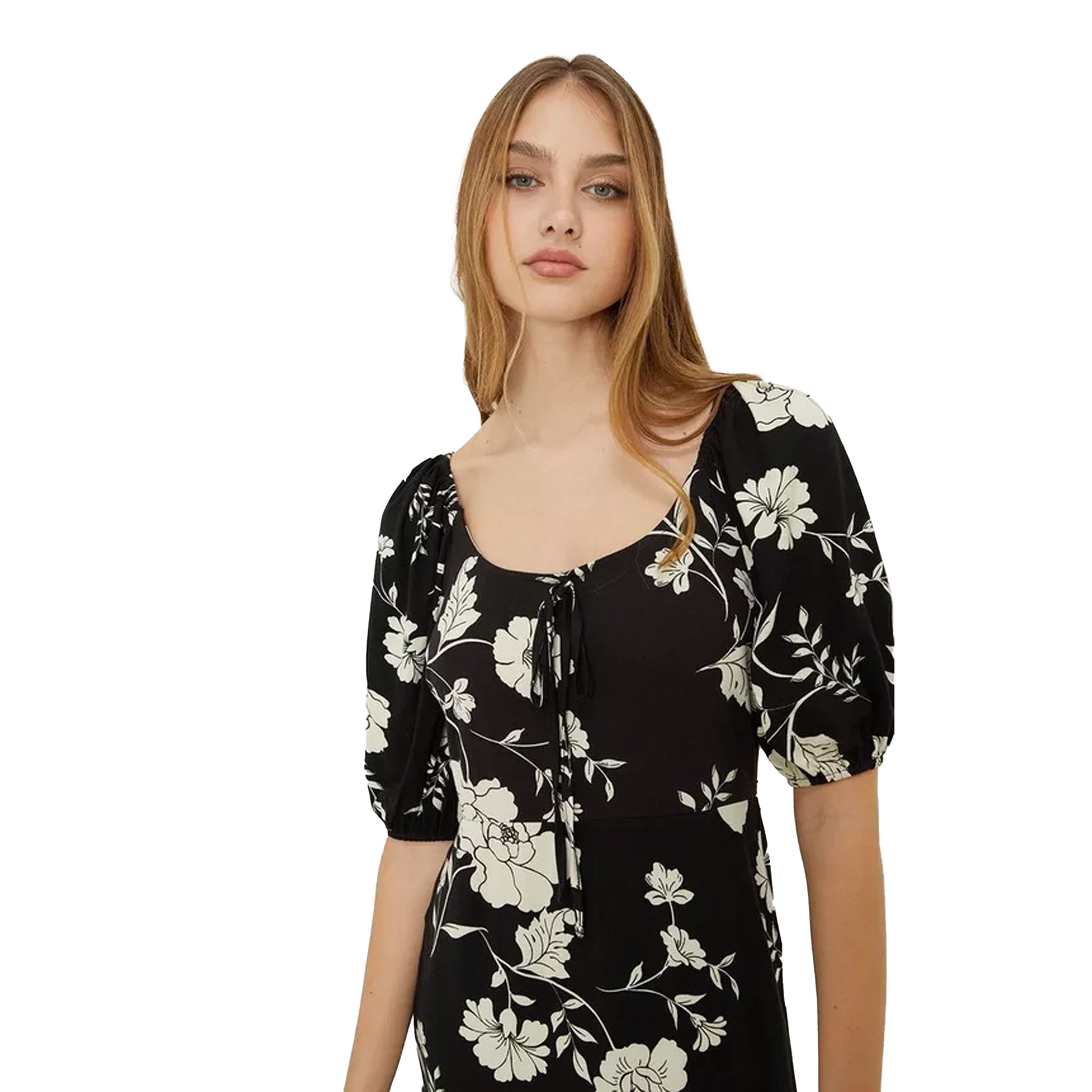 Black - Back - Dorothy Perkins Womens-Ladies Floral Front Tie Midi Dress