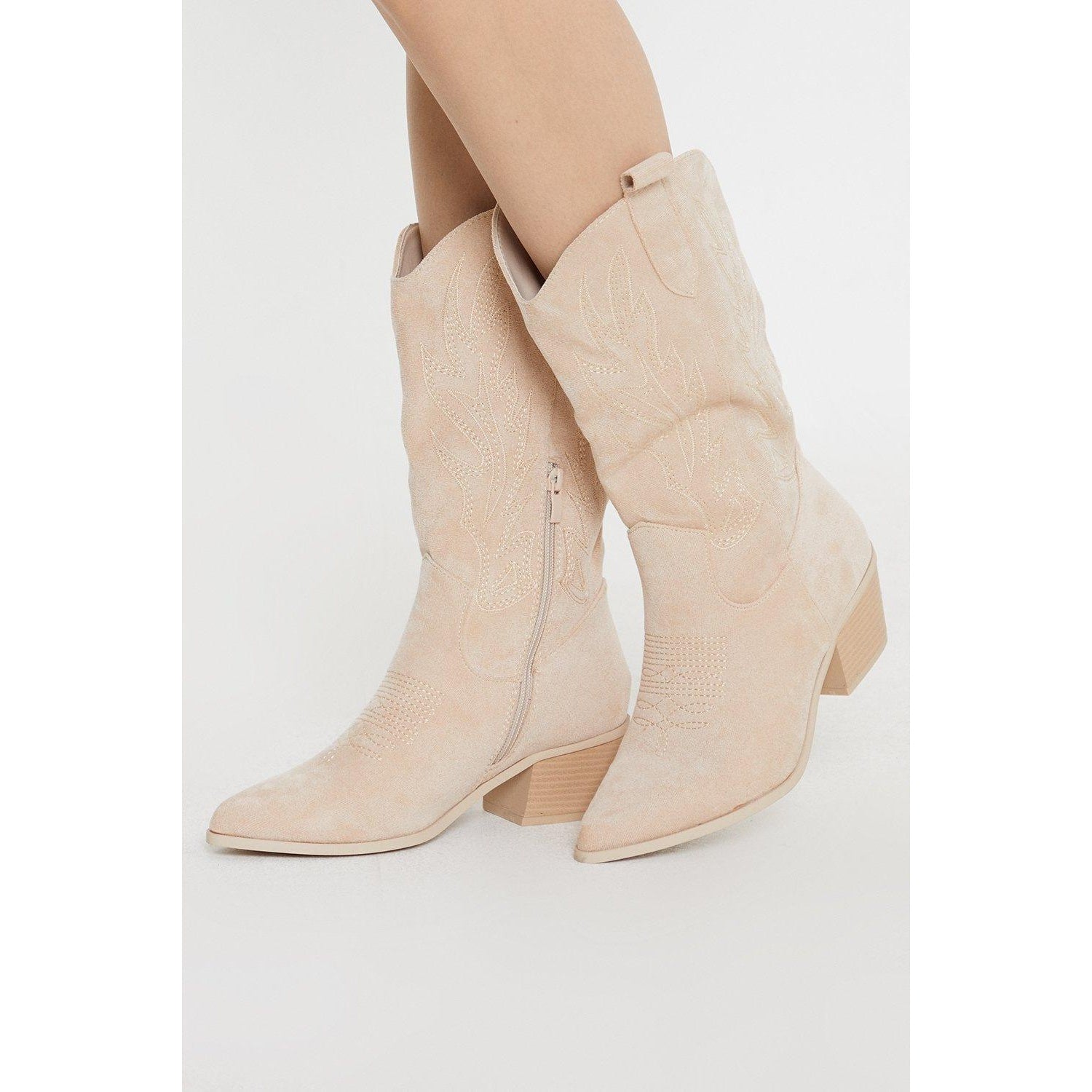 Beige - Front - Dorothy Perkins Womens-Ladies Kenny Stitch Detail Western Boots