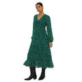 Green - Front - Dorothy Perkins Womens-Ladies Animal Print Chiffon V Neck Midaxi Dress