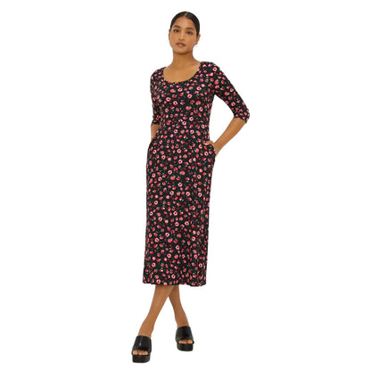 Pink - Front - Dorothy Perkins Womens-Ladies Ditsy Print 3-4 Sleeve Midi Dress