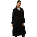 Black - Front - Dorothy Perkins Womens-Ladies Longline Belt Petite Coat