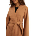Camel - Side - Dorothy Perkins Womens-Ladies Wrap Petite Longline Coat