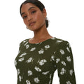 Khaki Green - Side - Dorothy Perkins Womens-Ladies Floral Mini Dress