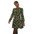 Khaki Green - Front - Dorothy Perkins Womens-Ladies Floral Mini Dress