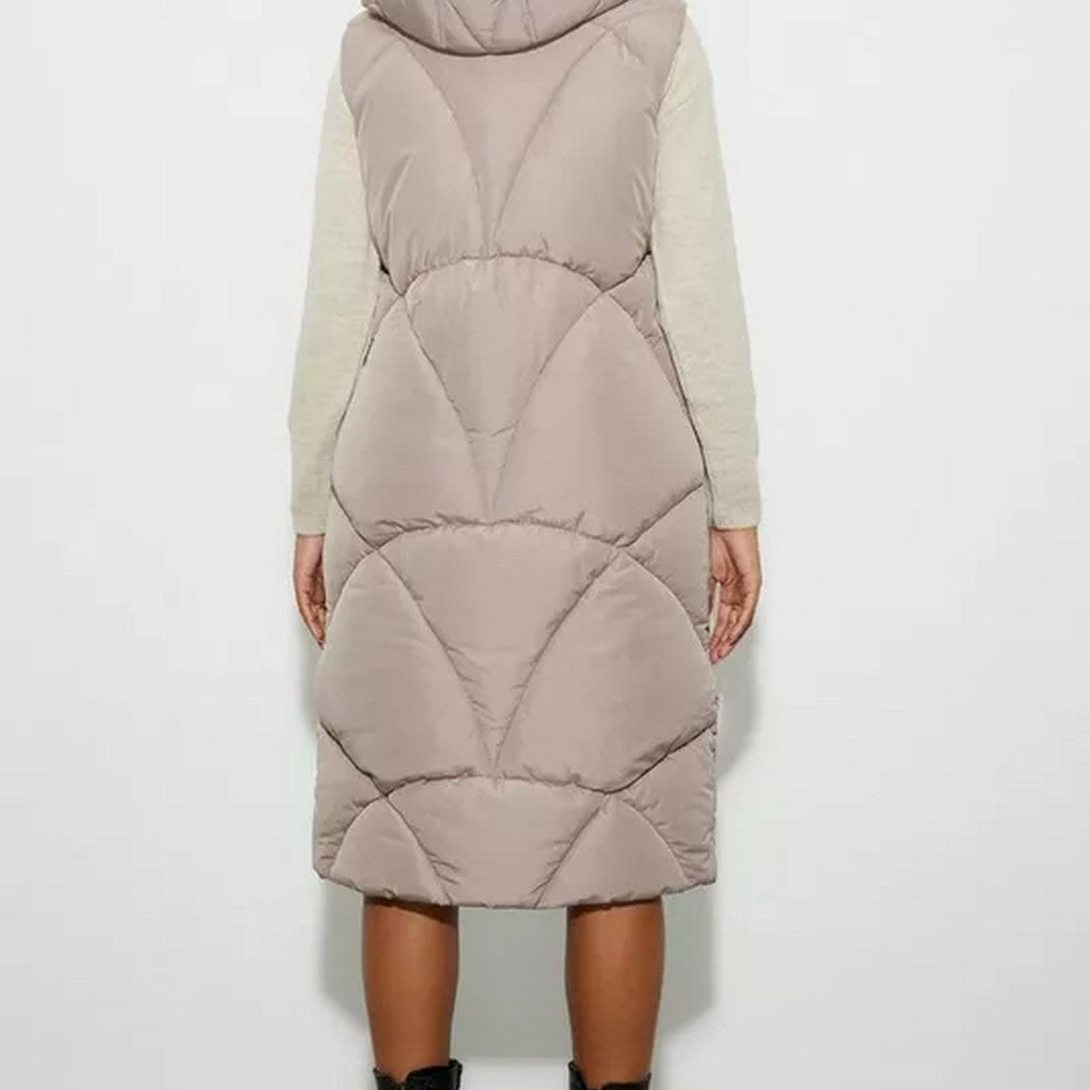 Mink - Back - Dorothy Perkins Womens-Ladies Hooded Padded Longline Gilet