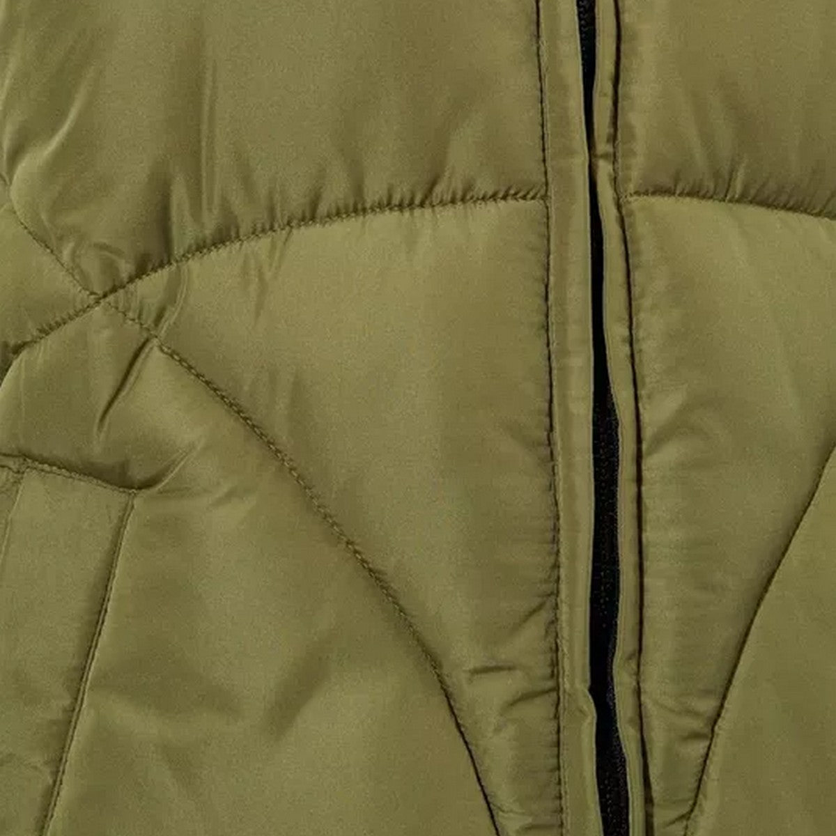Olive - Close up - Dorothy Perkins Womens-Ladies Hooded Padded Longline Gilet