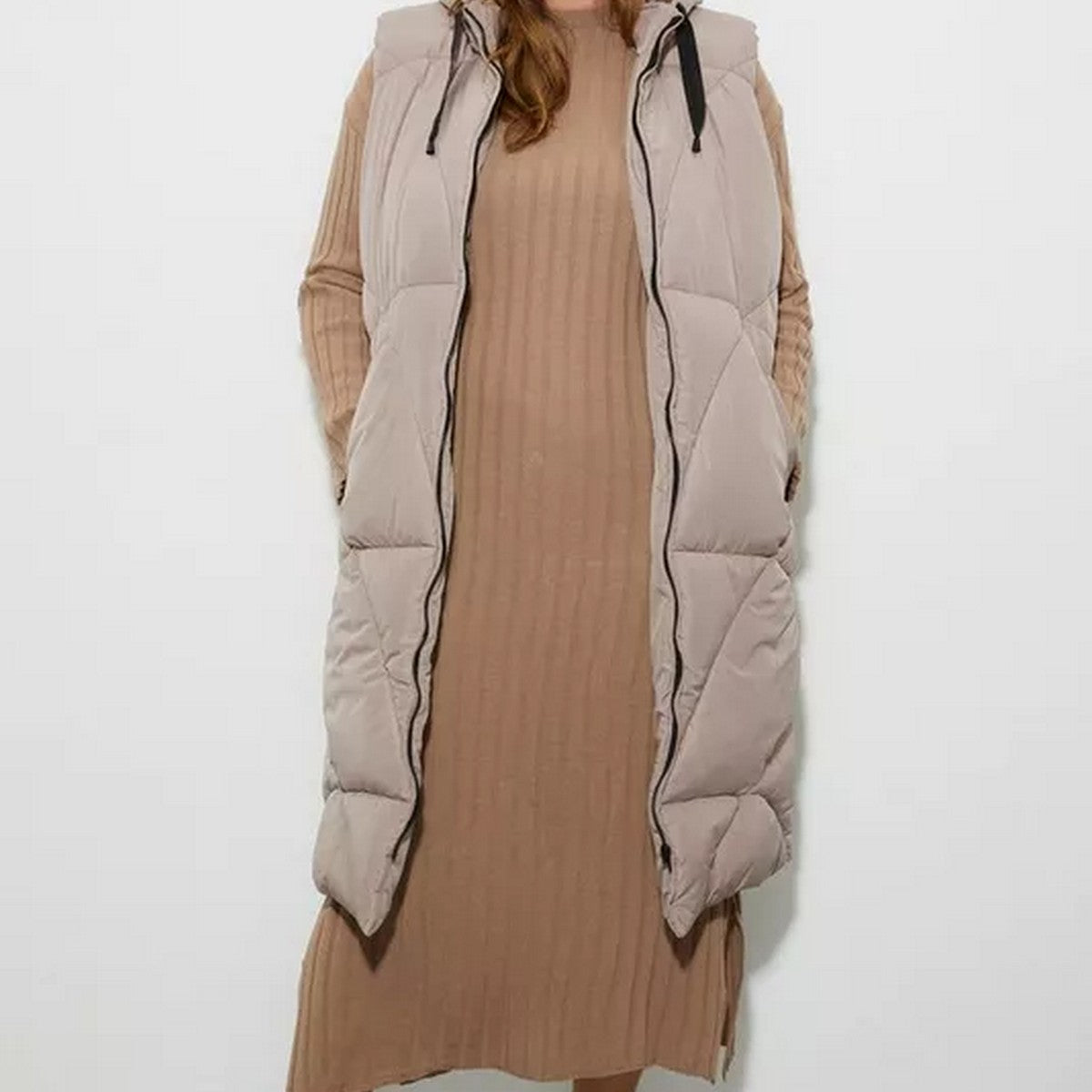 Mink - Lifestyle - Dorothy Perkins Womens-Ladies Hooded Padded Longline Gilet