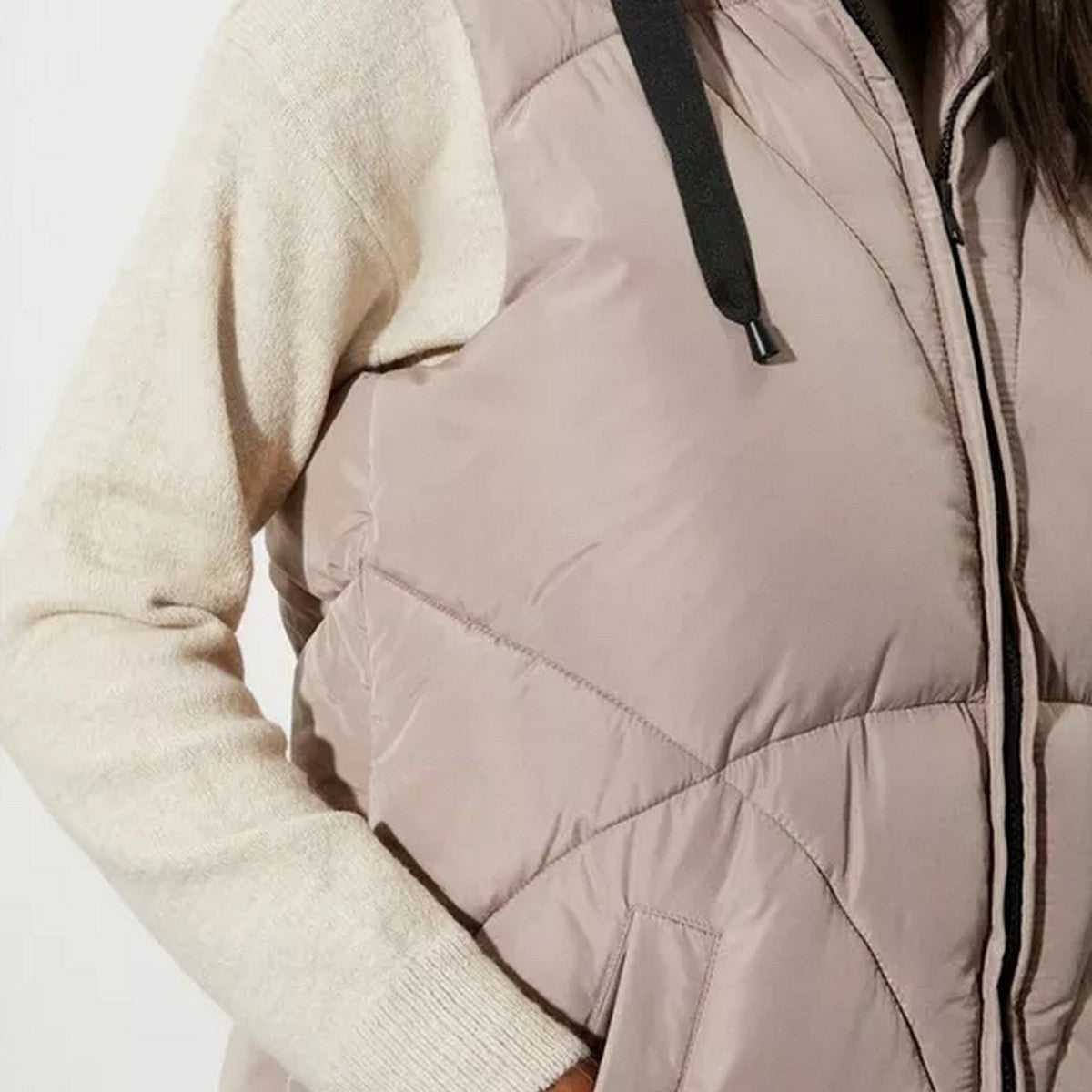 Mink - Close up - Dorothy Perkins Womens-Ladies Hooded Padded Longline Gilet