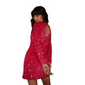 Pink - Back - Dorothy Perkins Womens-Ladies Sequin Velvet Petite Mini Dress
