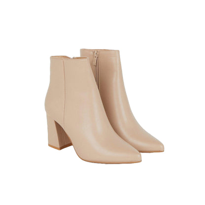 Beige - Front - Dorothy Perkins Womens-Ladies Mikaela Pointed Block Heel Ankle Boots