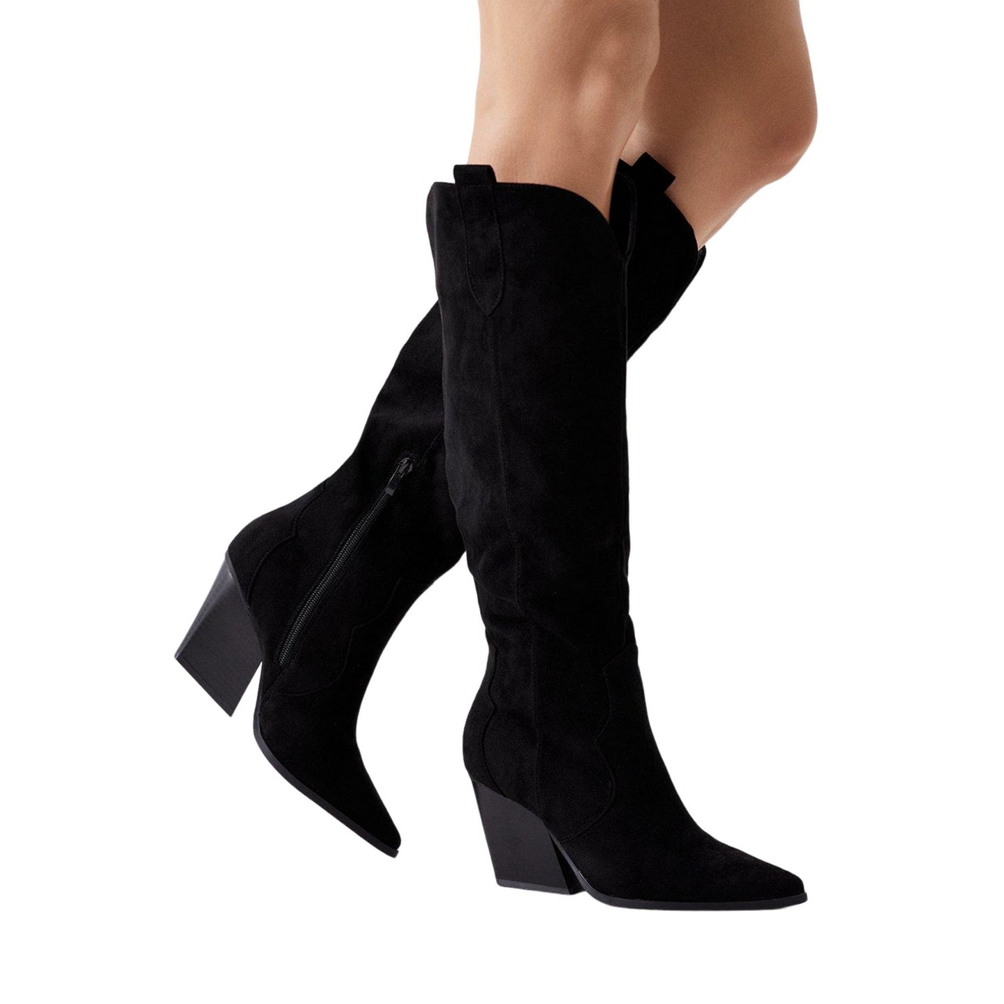 Natural Black - Side - Dorothy Perkins Womens-Ladies Kavita Knee-High Western Boots