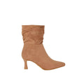 Tan - Back - Dorothy Perkins Womens-Ladies Ruched Kitten Heel Ankle Boots