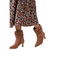 Tan - Side - Dorothy Perkins Womens-Ladies Ruched Kitten Heel Ankle Boots