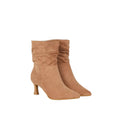Tan - Front - Dorothy Perkins Womens-Ladies Ruched Kitten Heel Ankle Boots