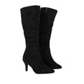 Natural Black - Front - Principles Womens-Ladies Krista Ruched Pointed Medium Heel Knee-High Boots