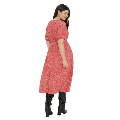 Red-White - Back - Dorothy Perkins Womens-Ladies Spotted Wrap Plus Midi Dress