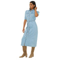Mid Wash - Front - Dorothy Perkins Womens-Ladies Denim Belt Midi Shirt Dress