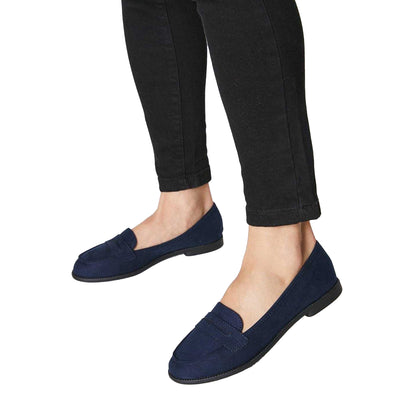 Navy - Back - Dorothy Perkins Womens-Ladies Lara Penny Strap Loafers