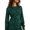 Green - Side - Dorothy Perkins Womens-Ladies Leopard Print Frill Hem Petite Mini Dress
