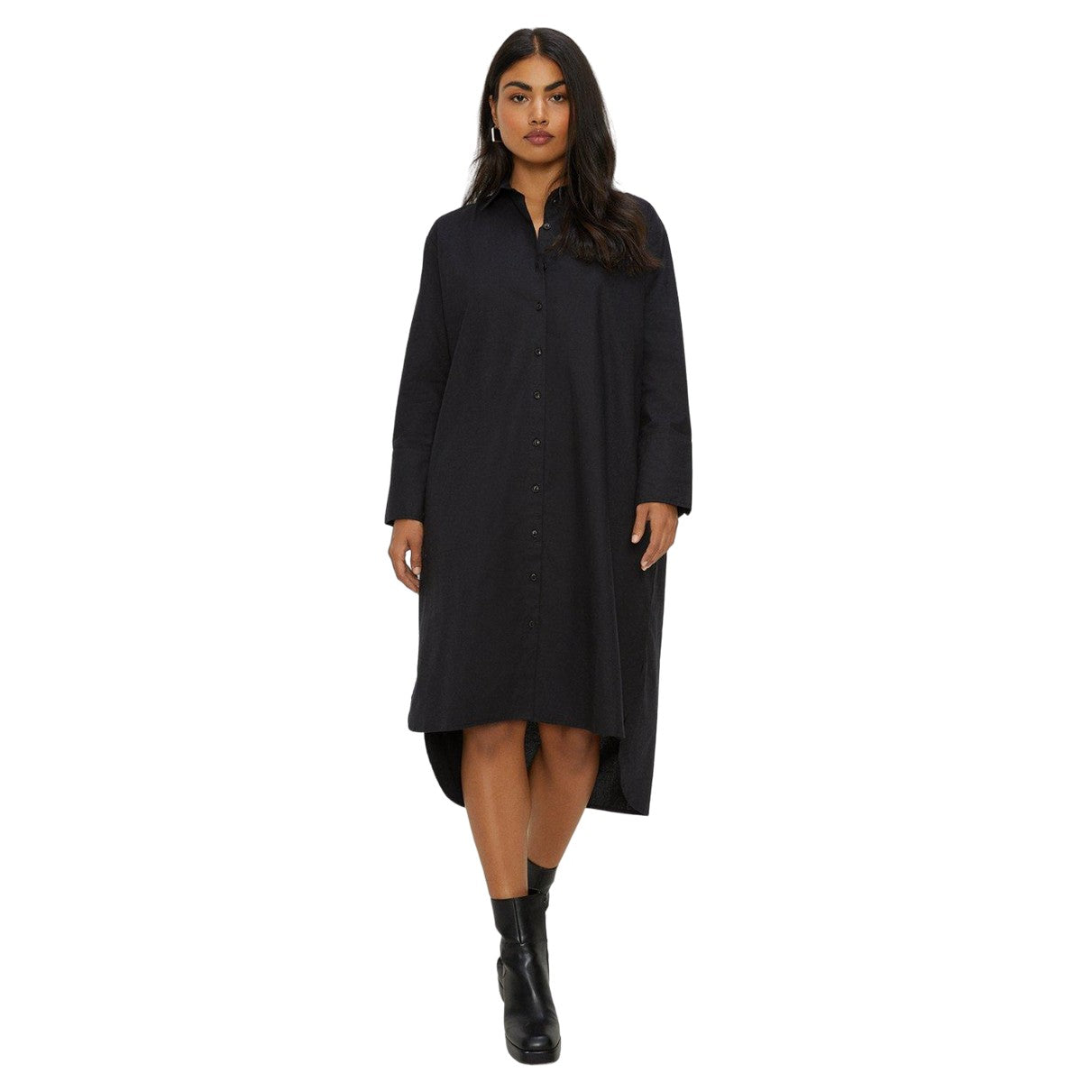 Black - Front - Dorothy Perkins Womens-Ladies Poplin Oversized Shirt Dress