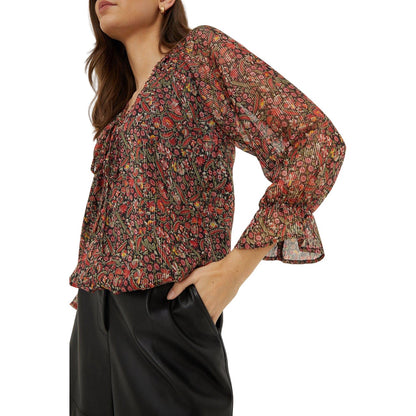 Multicoloured - Back - Dorothy Perkins Womens-Ladies Ditsy Print Chiffon Front Tie Blouse