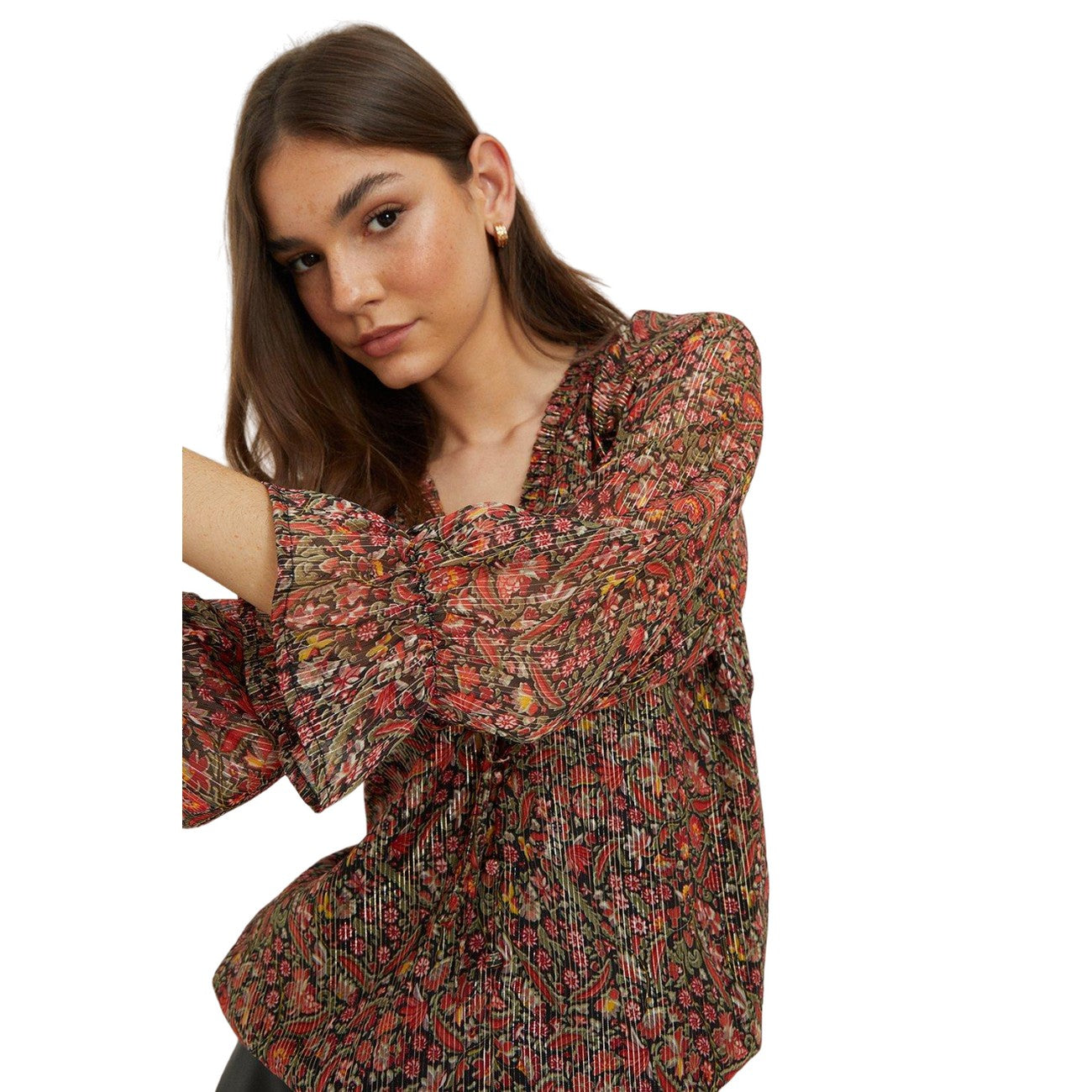 Multicoloured - Side - Dorothy Perkins Womens-Ladies Ditsy Print Chiffon Front Tie Blouse