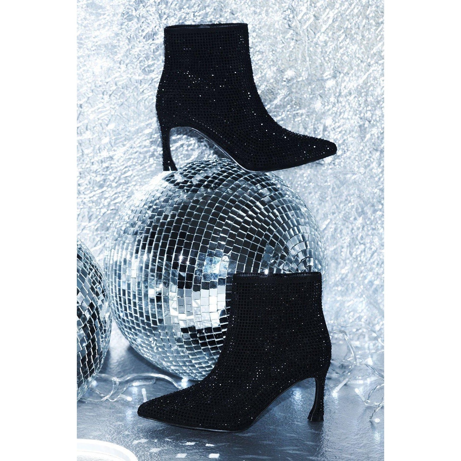 Black - Front - Dorothy Perkins Womens-Ladies Marissa Diamante Kitten Heel Ankle Boots