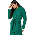 Green - Side - Dorothy Perkins Womens-Ladies Bouclé Wrap Longline Coat
