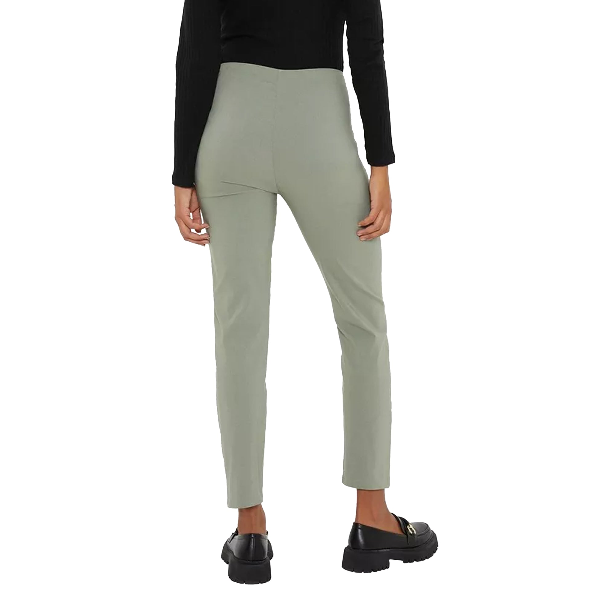 Khaki Green - Back - Dorothy Perkins Womens-Ladies Bengaline High Waist Slim Trousers