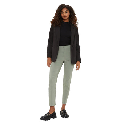 Khaki Green - Side - Dorothy Perkins Womens-Ladies Bengaline High Waist Slim Trousers