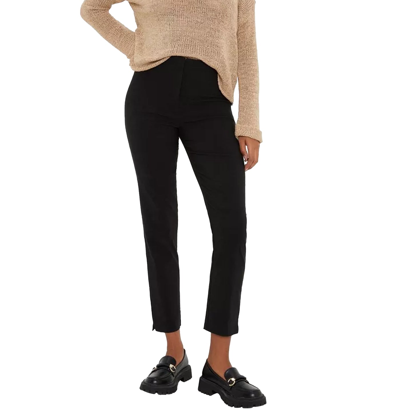 Black - Front - Dorothy Perkins Womens-Ladies Bengaline High Waist Slim Trousers