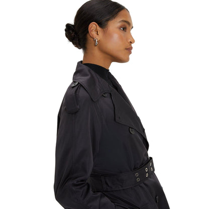Black - Side - Dorothy Perkins Womens-Ladies Belted Longline Trench Coat