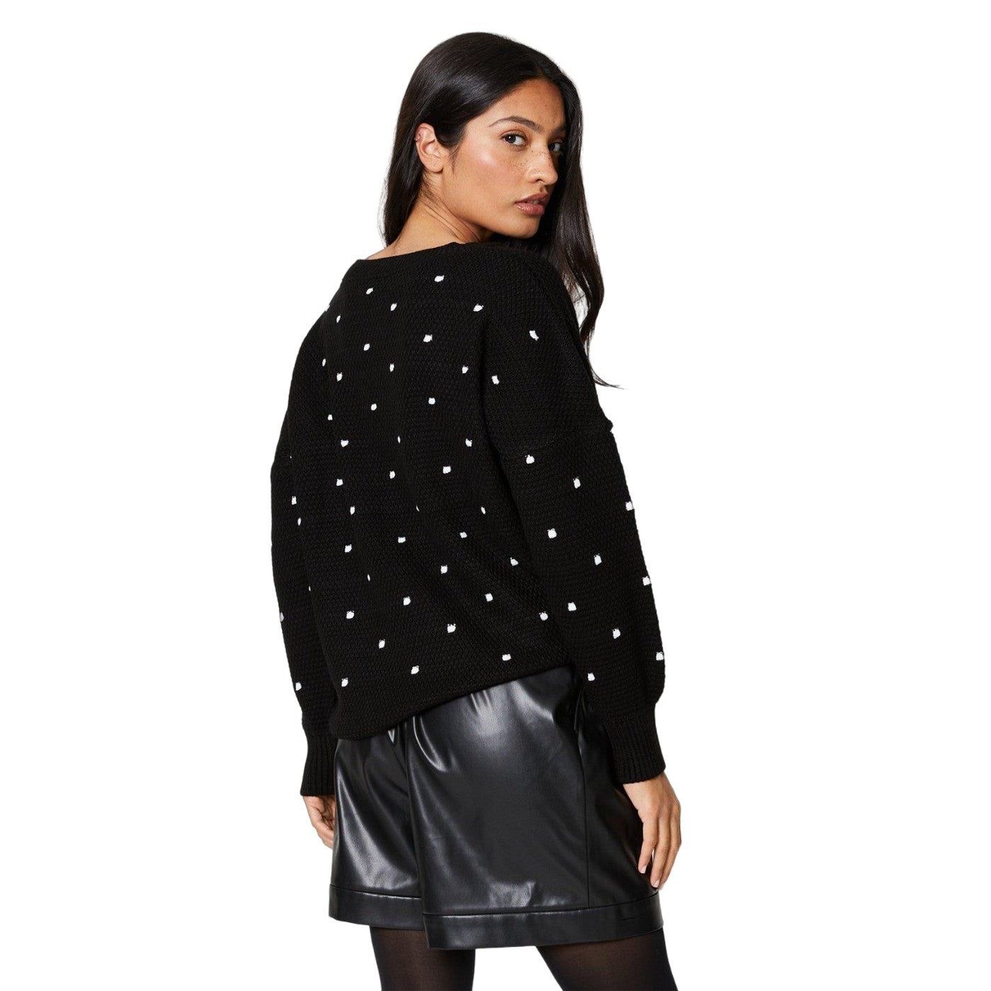 Black - Back - Dorothy Perkins Womens-Ladies Bobble Stitch Crew Neck Jumper