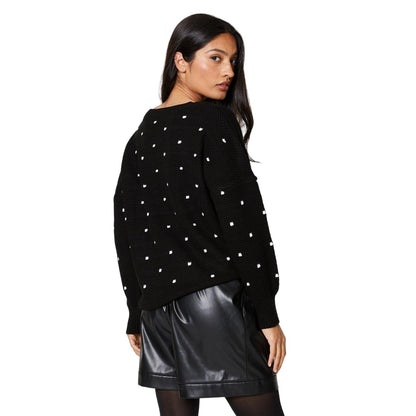 Black - Back - Dorothy Perkins Womens-Ladies Bobble Stitch Crew Neck Jumper
