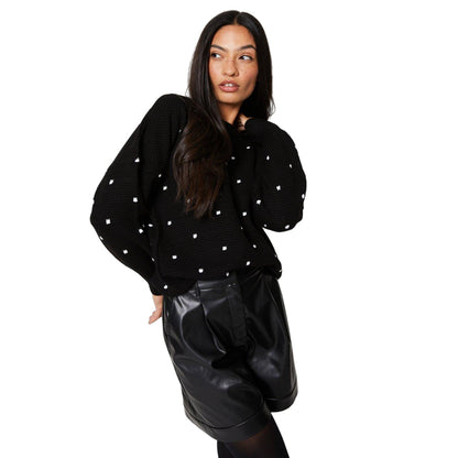 Black - Front - Dorothy Perkins Womens-Ladies Bobble Stitch Crew Neck Jumper
