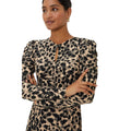 Brown-Black - Side - Dorothy Perkins Womens-Ladies Leopard Print Keyhole Midi Dress