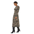 Brown-Black - Front - Dorothy Perkins Womens-Ladies Leopard Print Keyhole Midi Dress