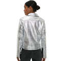 Silver - Back - Dorothy Perkins Womens-Ladies Metallic Faux Leather Biker Jacket
