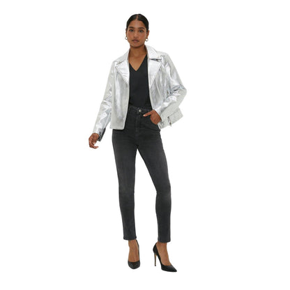 Silver - Lifestyle - Dorothy Perkins Womens-Ladies Metallic Faux Leather Biker Jacket