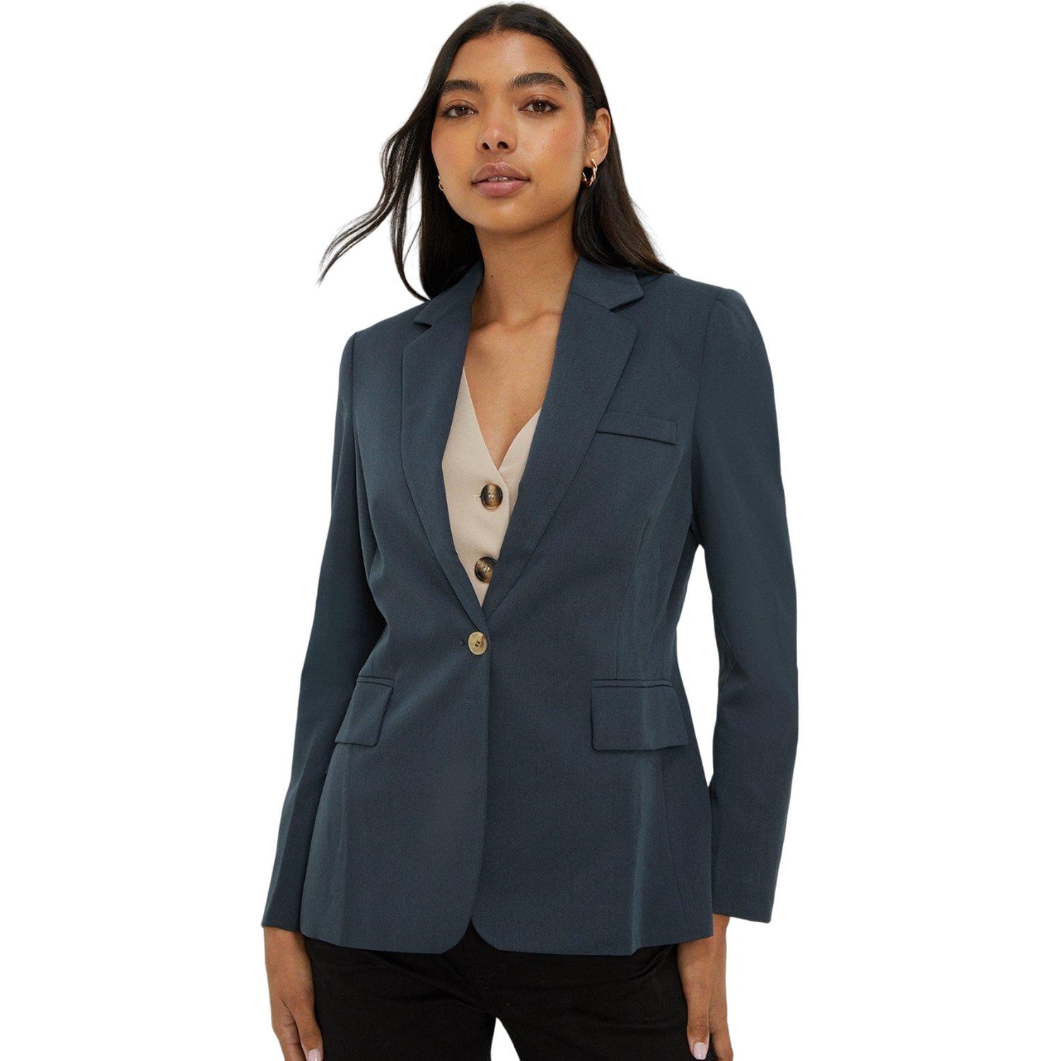 Slate - Side - Dorothy Perkins Womens-Ladies Single-Breasted Blazer