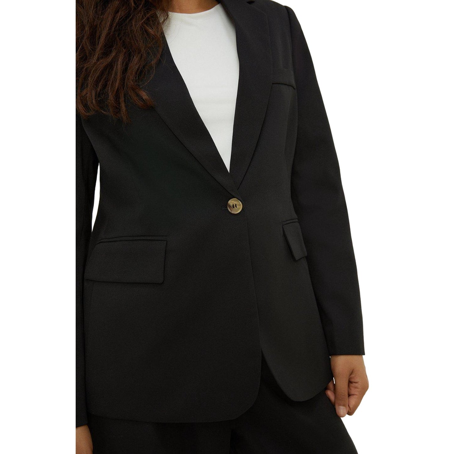 Black - Side - Dorothy Perkins Womens-Ladies Single-Breasted Petite Blazer