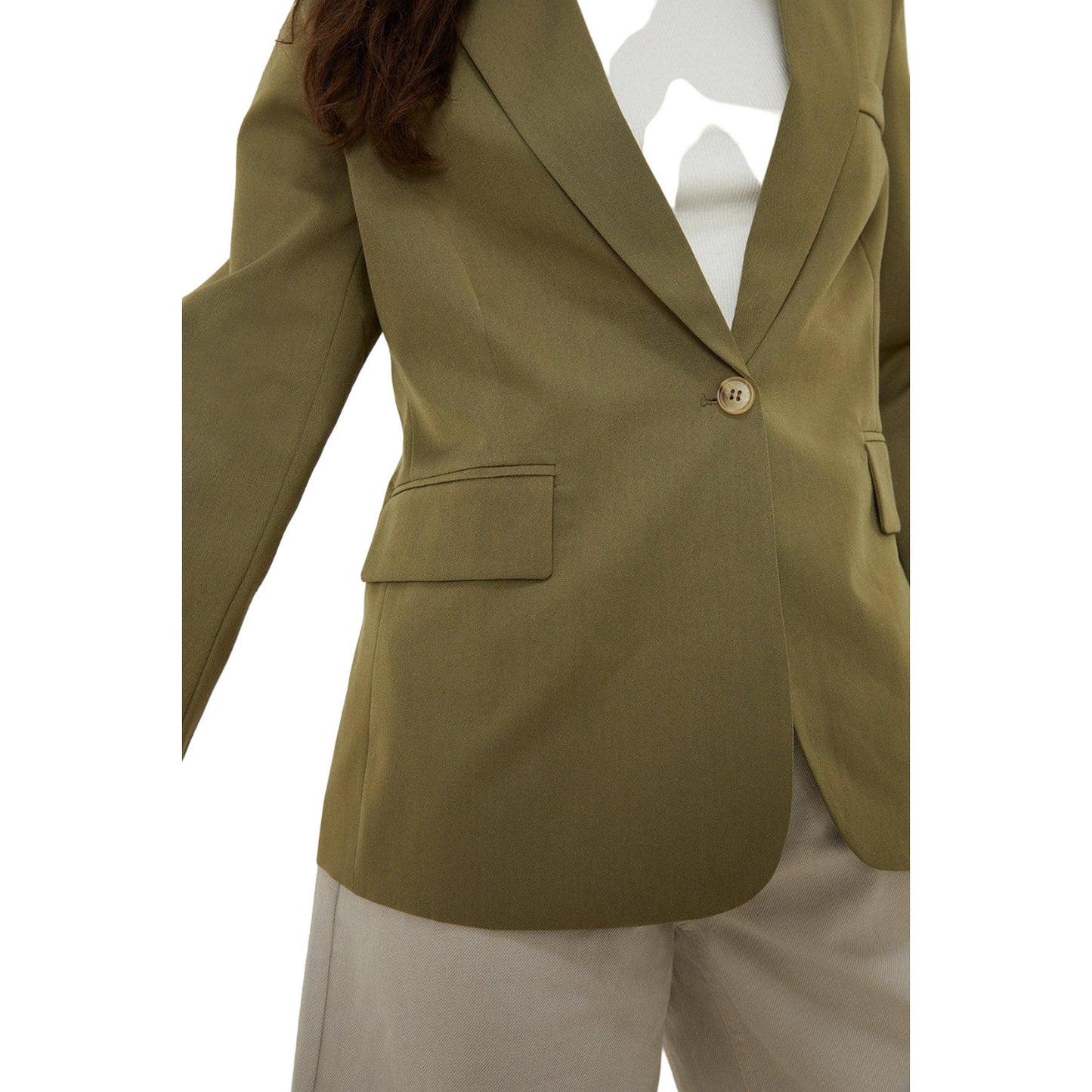 Khaki - Side - Dorothy Perkins Womens-Ladies Single-Breasted Petite Blazer