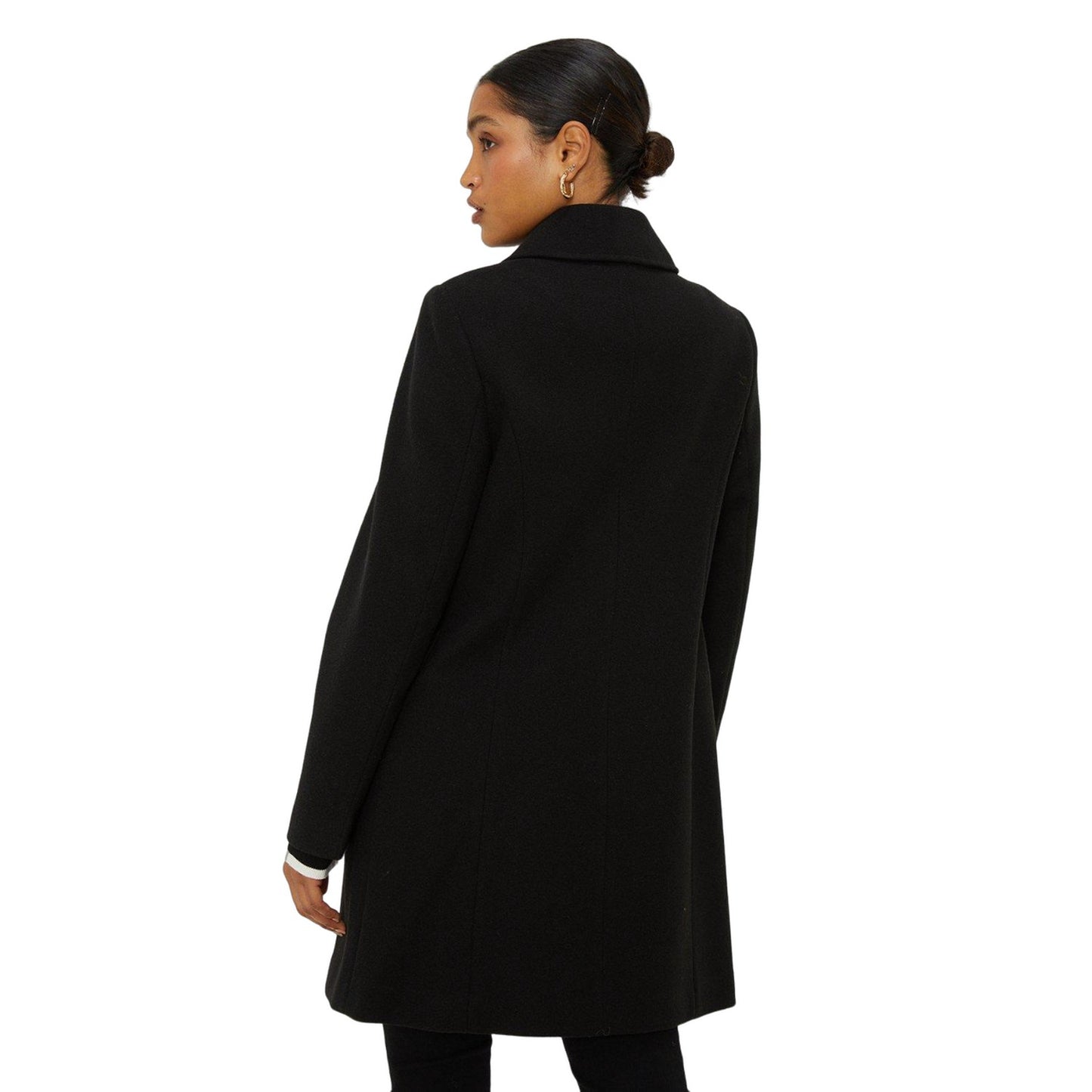 Black - Back - Dorothy Perkins Womens-Ladies Dolly Military Button Coat