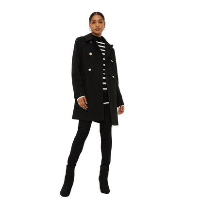 Black - Side - Dorothy Perkins Womens-Ladies Dolly Military Button Coat