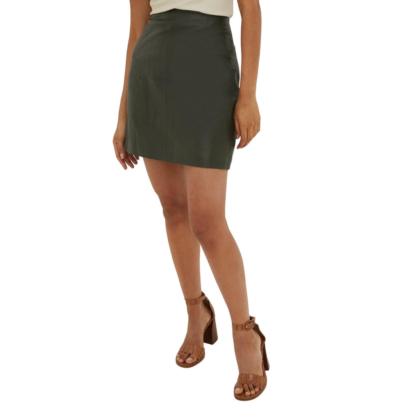 Green - Front - Dorothy Perkins Womens-Ladies Leather Mini Skirt