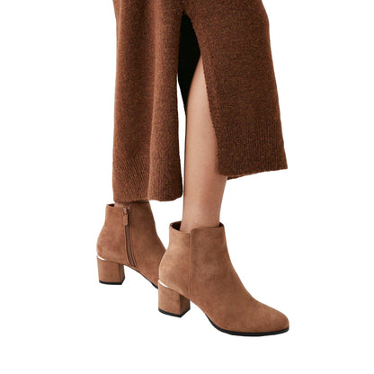 Tan - Side - Dorothy Perkins Womens-Ladies Alice Block Heel Ankle Boots